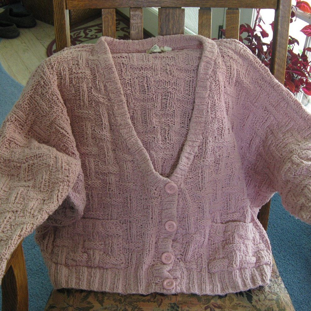 Vintage Hand Knit Cardigan Sweater Made in Peru